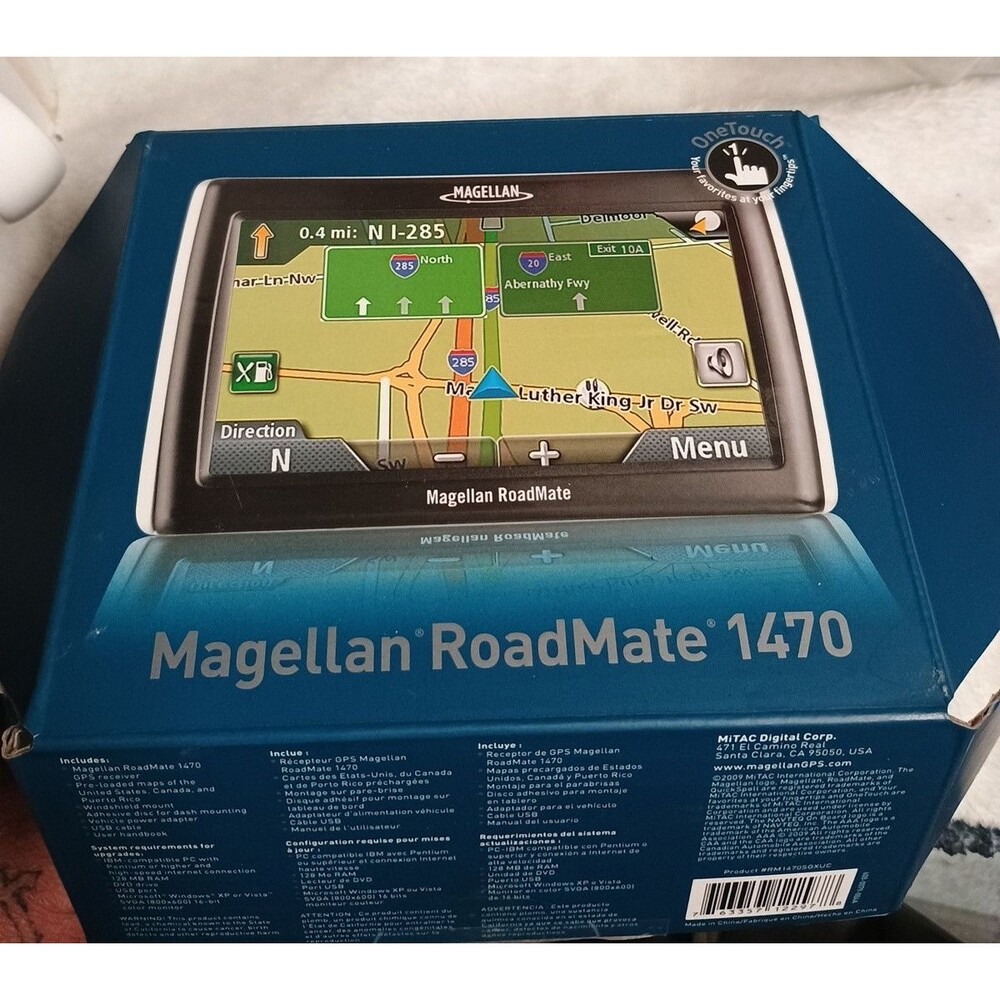Magellan RoadMate 1470 GPS Navigation 4.7" Touchscreen & Power Cord - Works READ